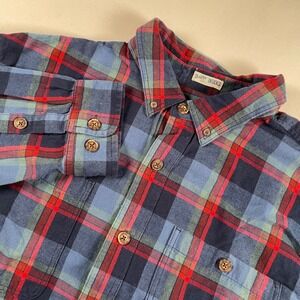 Duluth Trading Co Mens XL Relaxed Fit Plaid Flannel Button Up Shirt Untucked